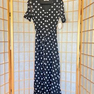 Elegant Black and White Polka Dot Dress